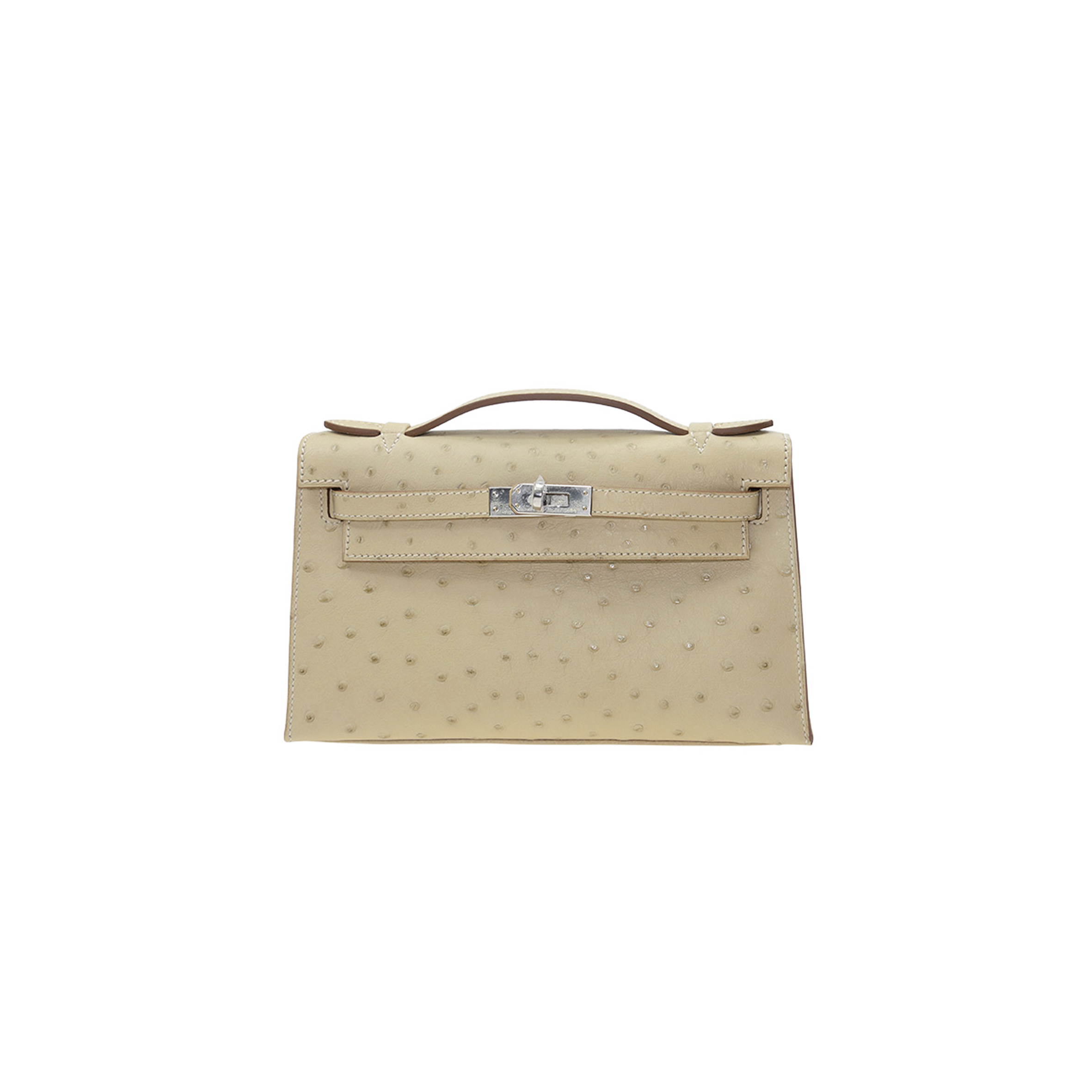 HERMÈS MASTER HANDBAGS KELLY CLUTCH BAG PARCHEMIN (22*14*7cm) 